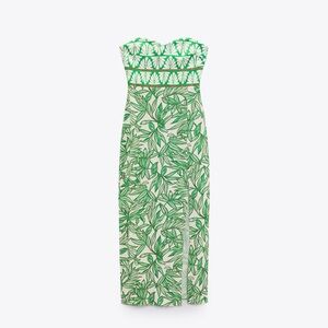 Zara printed strapless dress